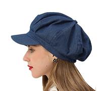 BEYLRZID Womens Newsboy Cap Summer Beret Cap- 100% Cotton 8 Panels Vintage Cabbie Hat- Octagonal Visor Cap for Women Girls Ladies Gift, Denim, Medium