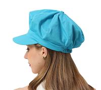 Womens Newsboy Cap Summer Beret Cap- 100% Cotton 8 Panels Vintage Cabbie Hat- Octagonal Visor Cap for Women Girls Ladies Gift, Blue, Medium