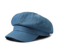 Womens Newsboy Cap Summer Beret Cap 8 Panels Vintage Cabbie Hat- Octagonal Visor Cap,Women’s Denim Newsboy Cap Visor Beret Hat Cabbie Cap (Blue)