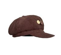 Women's Newsboy Hat Fashion Paperboy Painter Baker Boy Beret Cap Brown Corduroy Hat with Button Decor Vintage Hats Adjustable