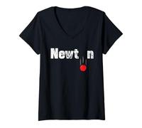 Womens Newton Gravity Apple Science Funny Physics V-Neck T-Shirt