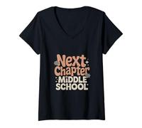 Women's Next Chapter Middle School Cute Grade Graduate V-Neck T-Shirt