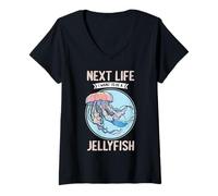 Womens Next Life i Want to be a Jellyfish. Jellyfishes Jellyfish V-Neck T-Shirt