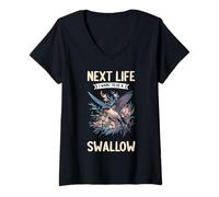 Womens Next Life i Want to be a Swallow. Swallows Swallow V-Neck T-Shirt