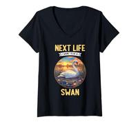 Womens Next Life i Want to be a Swan. Swans Swan V-Neck T-Shirt