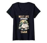 Womens Next Life i Want to be a Swan. Swans Swan V-Neck T-Shirt