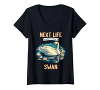 Womens Next Life i Want to be a Swan. Swans Swan V-Neck T-Shirt
