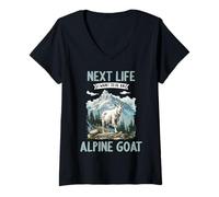 Womens Next Life i want to be an Alpine Goat V-Neck T-Shirt