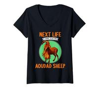 Womens Next Life i Want to be an Aoudad Sheep V-Neck T-Shirt