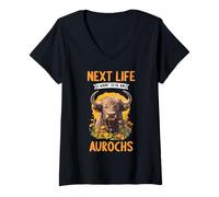 Womens Next Life i Want to be an Aurochs V-Neck T-Shirt