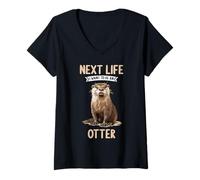 Womens Next Life i Want to be an Otter. Otters Otter V-Neck T-Shirt