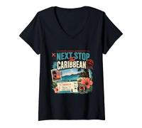Women's Next Stop The Caribbean Island Vacation V-Neck T-Shirt