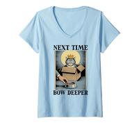Womens Next Time Bow Deeper Cat Lover Cat in Box Funny Cat V-Neck T-Shirt