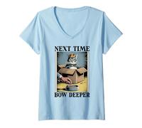 Womens Next Time Bow Deeper Cat Lover Cat in Box Funny Cat V-Neck T-Shirt