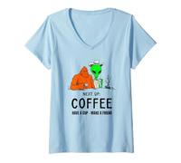 Women's Next: Up Coffee Bigfoot Alien Cowboy Funny Cryptid Tee V-Neck T-Shirt