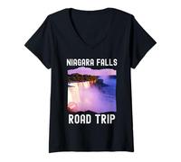 Womens Niagara Falls Road Trip 2025 Vintage Sunset Travel V-Neck T-Shirt