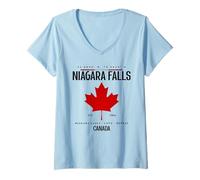 Women's Niagara Falls Souvenir Canadian Flag V-Neck T-Shirt