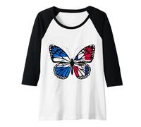 Womens Nicaragua and Dominican Butterfly Half Nicaraguan Dominicana Raglan Baseball Tee