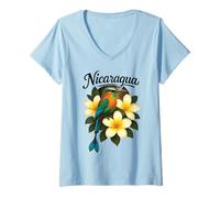 Womens Nicaragua Guardabarranco Sacuanjoche Torogoz 505 Nicoya Flor V-Neck T-Shirt