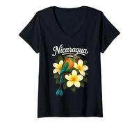 Womens Nicaragua Guardabarranco Sacuanjoche Torogoz 505 Nicoya Flor V-Neck T-Shirt