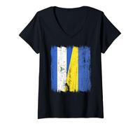 Womens Nicaragua Ukraine Half Flag Nicaraguan Ukrainian Heritage V-Neck T-Shirt