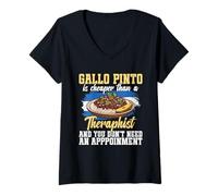 Womens Nicaraguan Foodie Nicaragua Enthusiast Therapist Gallo Pinto V-Neck T-Shirt