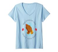 Womens Nice Attitude Club - Love & Good Karma (Praying Hands) V-Neck T-Shirt