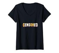 Women's Nice Cartoon Censored Statement Look V-Neck T-Shirt