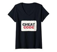 Womens Nice Cheat Code Clothes for Gaming and Life Hacks Lovers V-Neck T-Shirt