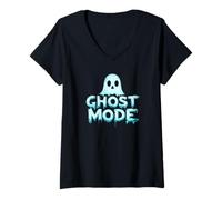Womens Nice Ghost Mode Speech for a Funny and Spooky Look V-Neck T-Shirt