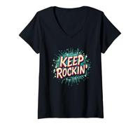 Womens Nice Keep Rockin' Speech for a Rocking and Casual Look V-Neck T-Shirt
