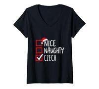 Women's Nice Naughty Czech Roots Heritage Christmas V-Neck T-Shirt