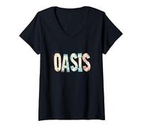 Women's Nice Oasis Statement for Man and Woman V-Neck T-Shirt, Black, Large