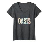 Women's Nice Oasis Statement for Man and Woman V-Neck T-Shirt, Dark Heather Grey, Medium