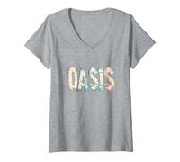 Women's Nice Oasis Statement for Man and Woman V-Neck T-Shirt, Heather Grey, Medium