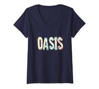 Women's Nice Oasis Statement for Man and Woman V-Neck T-Shirt, Navy Blue, XX-Large
