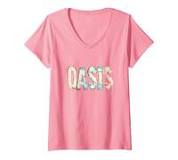 Women's Nice Oasis Statement for Man and Woman V-Neck T-Shirt, Pink, Medium