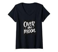 Women's Nice Over the Moon Emblem for Adults and Kids V-Neck T-Shirt