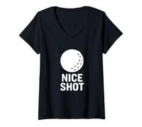 Womens Nice Shot Golf Ball Minimalist Funny Graphic V-Neck T-Shirt