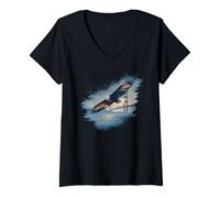 Womens Nice Symbolic Eagle with Golden Gate Bridge Costume V-Neck T-Shirt