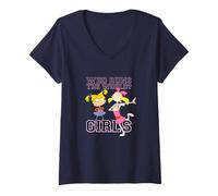 Womens Nickelodeon Helga And Angelica Who Runs The World Girls V-Neck T-Shirt