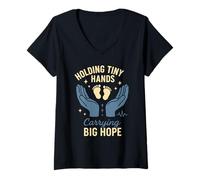 Womens NICU Dad Preemie Father Tiny But Mighty Neonatal Care Fight V-Neck T-Shirt