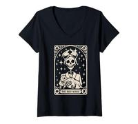 Womens NICU Nurse Tarot Card Halloween V-Neck T-Shirt