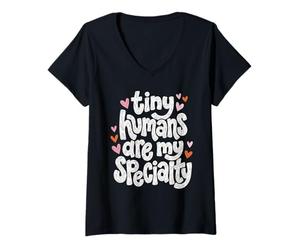 Women's NICU Nurse Tiny Humans are My Specialty Cute V-Neck T-Shirt
