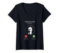 Womens Nietzsche is calling - nihilist philosophy V-Neck T-Shirt
