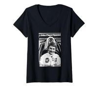 Womens Nigel Mansell Motor Racing Driver at Silverstone 1981 V-Neck T-Shirt