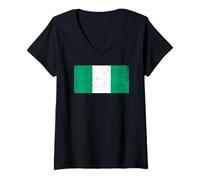 Womens Nigeria Flag Graphic for Men, Women, Kids V-Neck T-Shirt