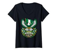 Women's Nigeria Flag Independence Day Proudly Naija 1960 2026 V-Neck T-Shirt