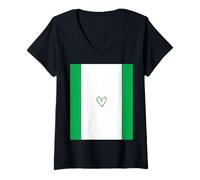 Womens Nigeria Flag Nigerian Heart Proud Heritage National Day V-Neck T-Shirt