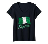 Womens Nigerian Flag Of Nigeria Africa Men Women Kids V-Neck T-Shirt